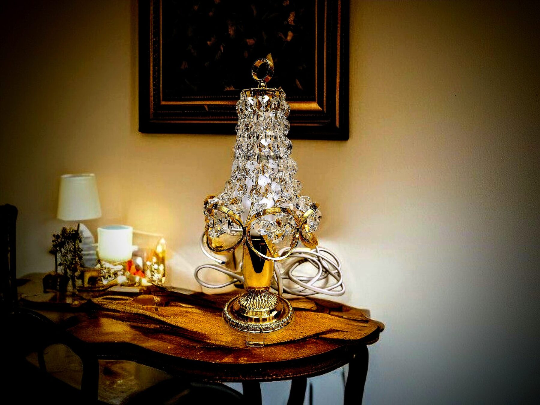 Öölamp - 24k kullatud messing, kristall, Lars Bo Rootsi